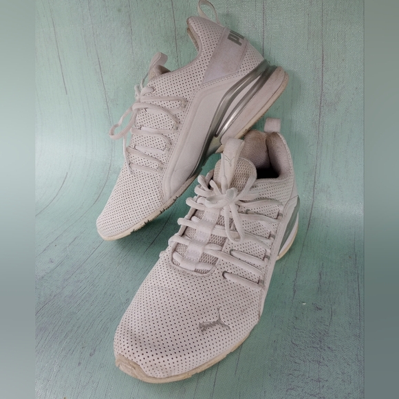 Puma Men's White Leather Tennis Shoes 8.5 Style 193555-01 - Picture 1 of 14